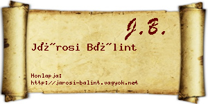 Járosi Bálint névjegykártya